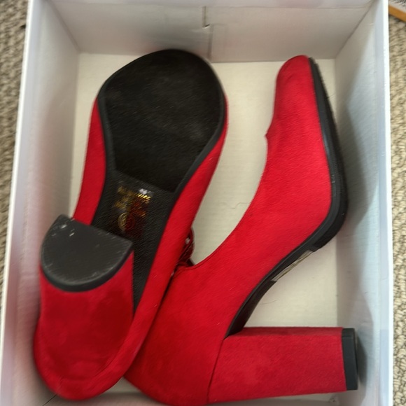 J.Adams red suede chunky heal pumps - Picture 2 of 3